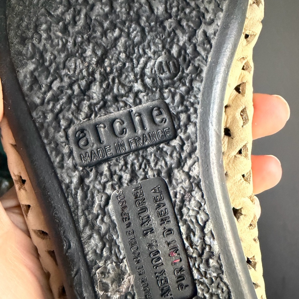 Arche Flats Slip On Made in France Perforated Suede Cutout Shoes 9 - Picture 5 of 5